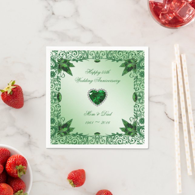 Serviette En Papier Élégant 55ème Mariage Anniversaire Papier serviett (En situation)