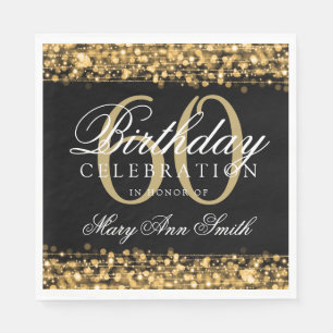 Serviette En Papier Élégant 60e anniversaire Gold Bokeh éclat