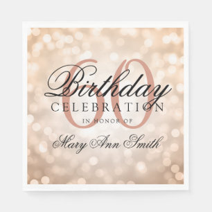 Serviette En Papier Élégant 60e anniversaire Rose Gold Parties scintil