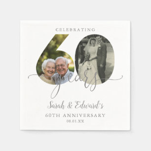 Serviette En Papier Élégant 60ème anniversaire de Mariage 2 photo
