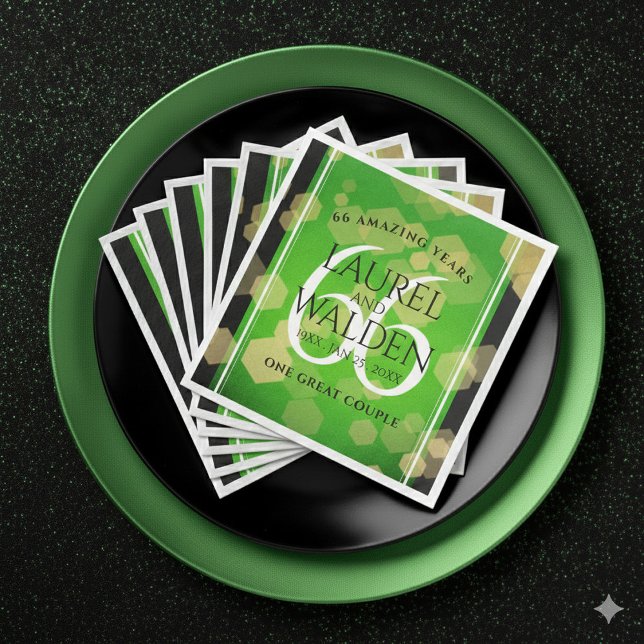 Serviette En Papier Élégant 66ème anniversaire de Mariage Titanite (Elegant 66th Titanite Wedding Anniversary Napkins Cover Photo)