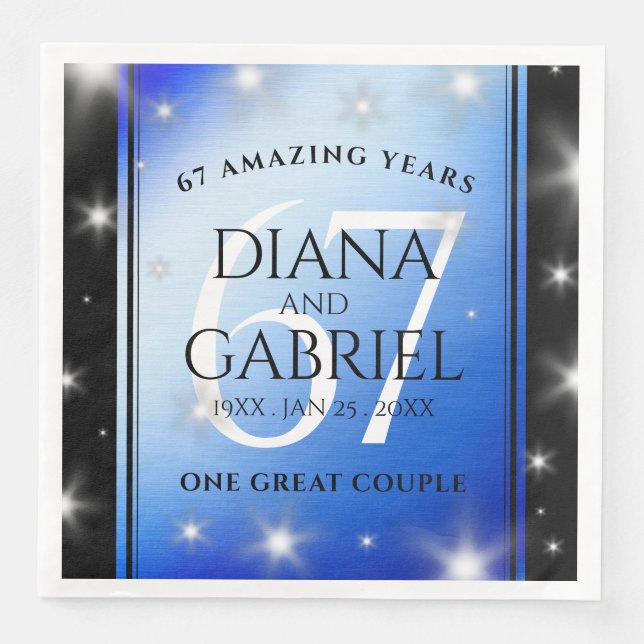 Serviette En Papier Élégant 67e anniversaire Mariage de Star Sapphire (Devant)