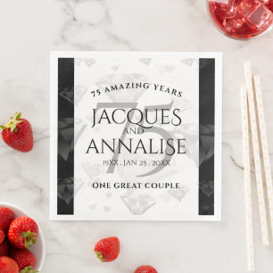 Serviette En Papier Élégant 75e anniversaire de Mariage de diamant