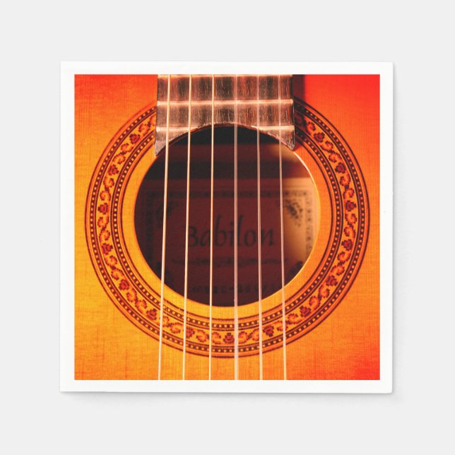 Serviette En Papier Elégant Acoustique Guitare papier de musique Napki (Devant)