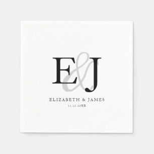 Serviette En Papier Élégant Ampersand Classic Monogram Mariage