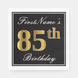 Serviette En Papier Élégant, anniversaire d'or de Faux 85th + Nom fa