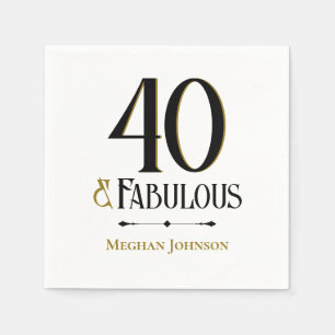 Serviette En Papier Elégant Anniversaire Minimaliste Quarante et Fabul