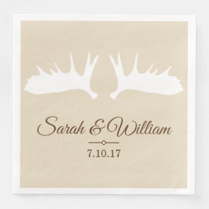 Serviette En Papier Élégant Antlers d'orignal blanc & Taupe   Personna