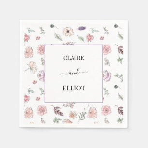 Serviette En Papier Élégant Appartement moderne Botanique Mariage vert