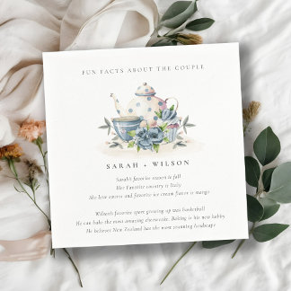 Serviette En Papier Elégant Aqua Blue Floral Teapot Fun Faits Mariage