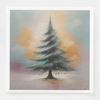 Serviette En Papier Elégant Aquarelle Arbre de Noël