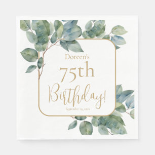 Serviette En Papier Elégant aquarelle eucalyptus anniversaire botaniqu