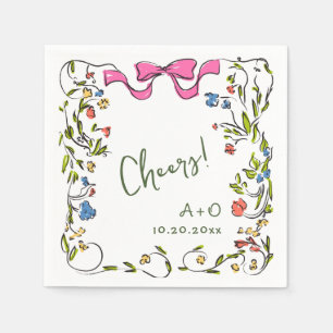 Serviette En Papier Elégant Aquarelle Fleurs sauvages Mariage