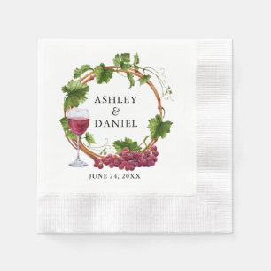 Serviette En Papier Élégant aquarelle Grappe Vins Bois Mariage Wreath