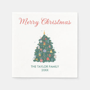 Serviette En Papier Élégant Aquarelle simple Arbre de Noël
