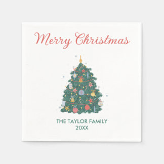 Serviette En Papier Élégant Aquarelle simple Arbre de Noël