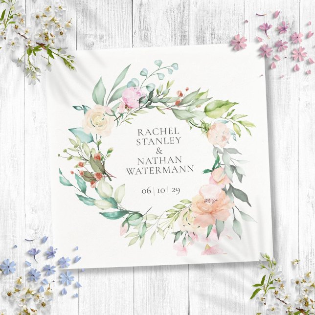 Serviette En Papier Elégant Aquarelle Verdure Floral Mariage (Elegant Watercolor Greenery Floral Wedding Napkins)