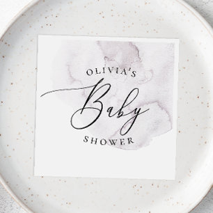 Serviette En Papier Elégant aquarelle violet poussiéreux baby shower d