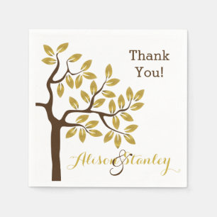 Serviette En Papier Élégant arbre avec feuille d'or feuille moderne ma