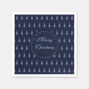 Serviette En Papier Élégant Arbres de Noël Bleus et étoiles
