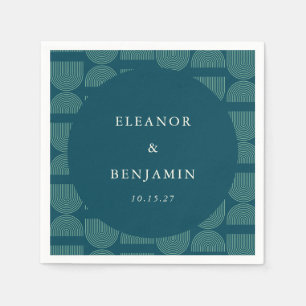 Serviette En Papier Elégant Arc Retro Chic Turquoise Bleu Personnalisé