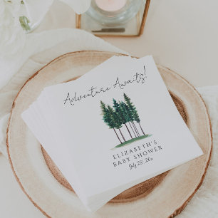 Serviette En Papier Elégant Baby shower Aquarelle Pine Trees
