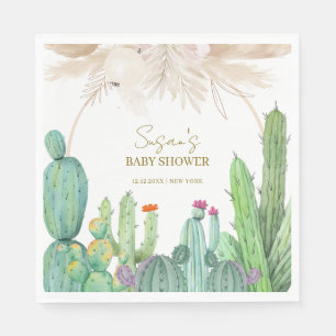 Serviette En Papier Elégant Baby shower Boho Western Cactus Arch