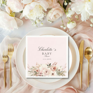 Serviette En Papier Elégant Baby shower de bouquet de fleurs pastel
