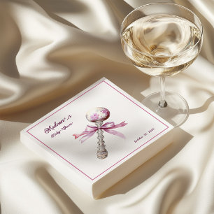 Serviette En Papier Élégant Baby shower de Bow Bow rose Argent