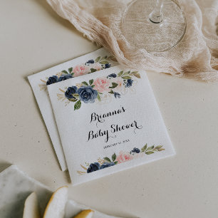 Serviette En Papier Élégant Baby shower de calligraphie florale hivern