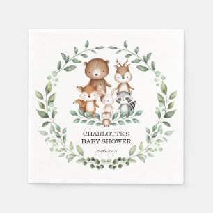 Serviette En Papier Élégant Baby shower de la végétation boisée du sol