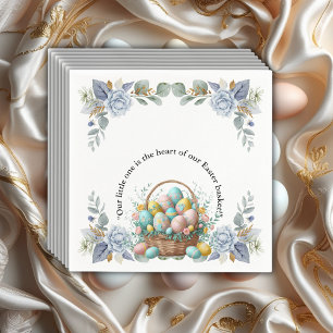 Serviette En Papier Élégant Baby shower de panier d'oeufs de Pâques bl