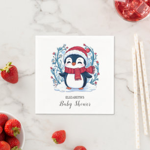 Serviette En Papier Élégant Baby shower de pingouin pour enfants
