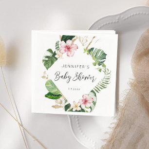 Serviette En Papier Élégant baby shower d'hibiscus tropical fleuri