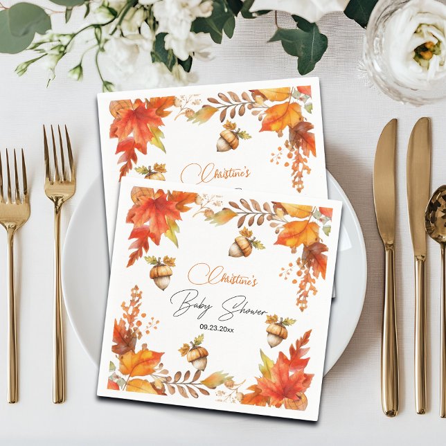 Serviette En Papier Elégant Baby shower floral de Boho Automne (Créateur téléchargé)