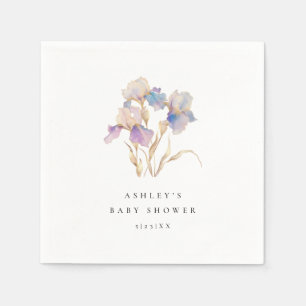 Serviette En Papier Elégant Baby shower Floral Iris