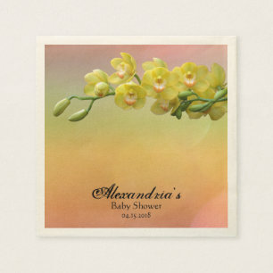 Serviette En Papier Élégant Baby shower floral orchidée