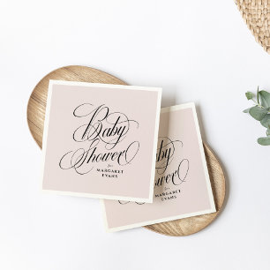 Serviette En Papier Élégant baby shower personnalisé rose vif