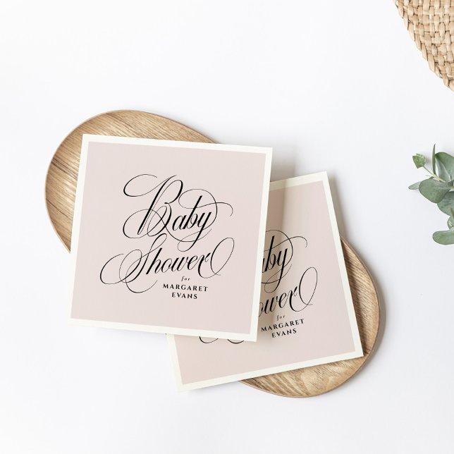 Serviette En Papier Élégant baby shower personnalisé rose vif (Créateur téléchargé)