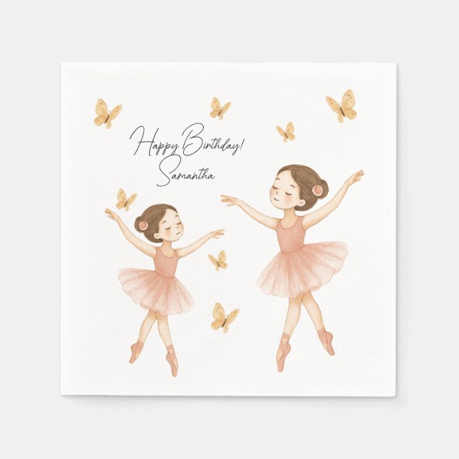 Serviette En Papier Élégant Ballerina Anniversaire Papier de fête Napk (Devant)