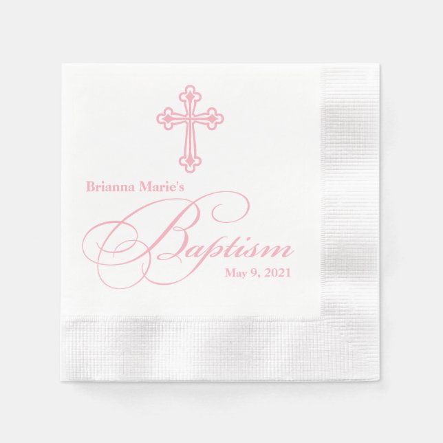 Serviette En Papier Élégant Baptême croisé Personnalisé Napkin (Devant)