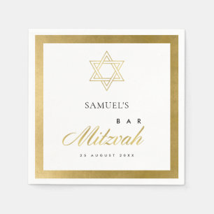 SERVIETTE EN PAPIER ÉLÉGANT BAT MITZVAH SIMPLE DE BARRE D'OR FAUX PROP