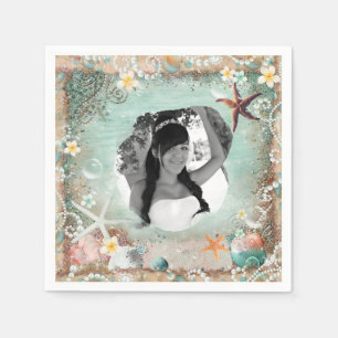 Serviette En Papier Elégant Beach Sea Starfish & Pearls