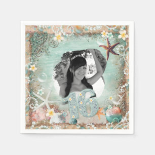 Serviette En Papier Elégant Beach Sea Starfish Pearls Party Photo 16