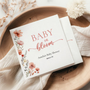Serviette En Papier Élégant Bébé floral Blush en fleurs Douche