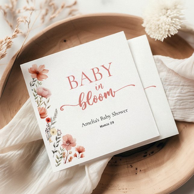 Serviette En Papier Élégant Bébé floral Blush en fleurs Douche (Créateur téléchargé)