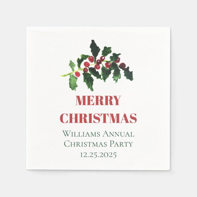 Serviette En Papier Elegant Berries Christmas Botanical Simple (Devant)