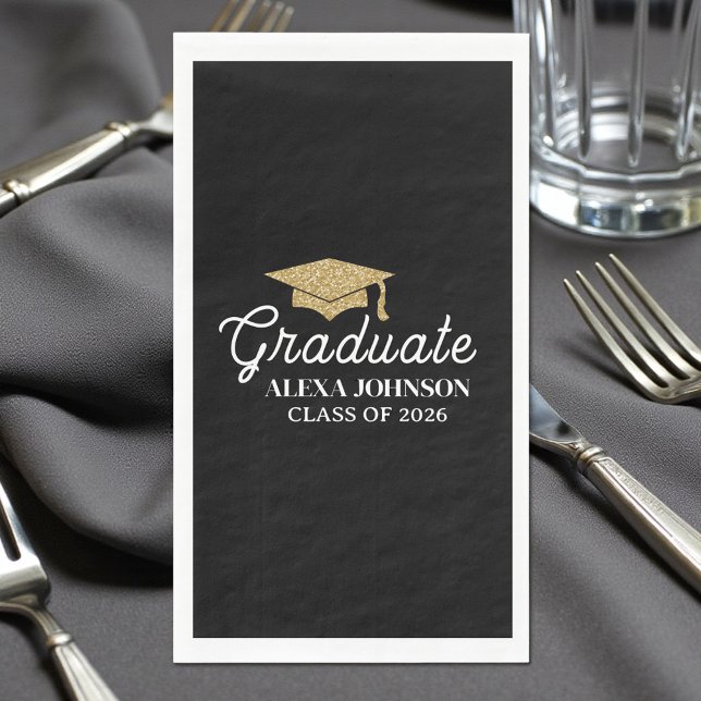 Serviette En Papier Elegant Black Class Of 2026 Graduation (Créateur téléchargé)