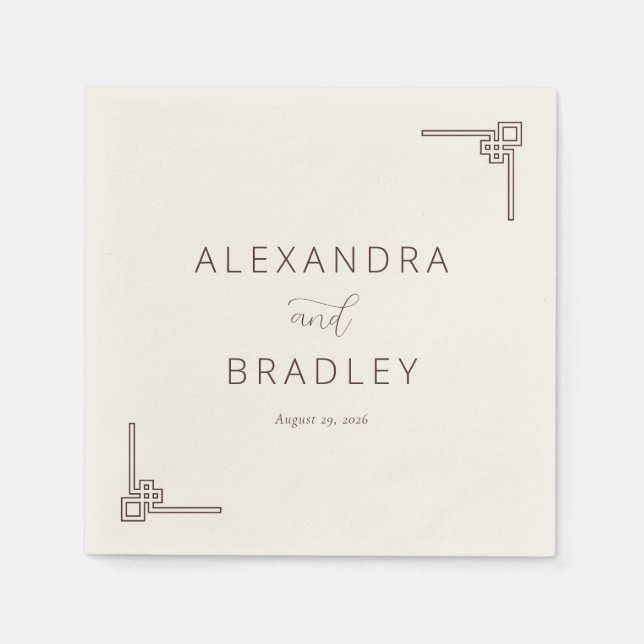 Serviette En Papier Elegant Black Geometric (Devant)