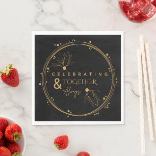 Serviette En Papier Elégant Black & Gold Celebration Together & Always